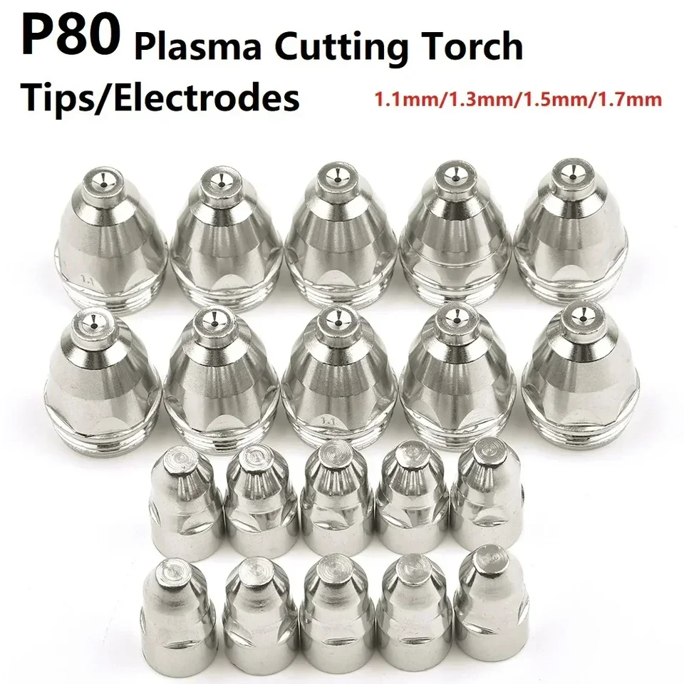 P80 Plasma Cutting Electrodes Nozzles CNC Cutter P80 Plasma Torch Consumable Tips 1.1 1.3 1.5 1.7mm