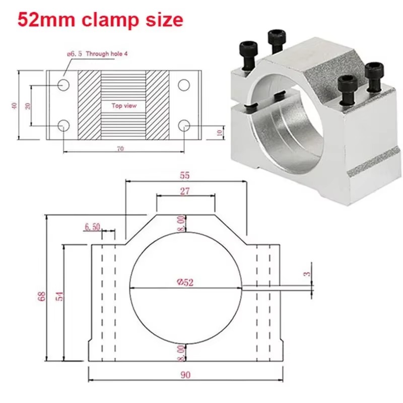 Spindle Clamp (Support broche) Aluminium CNC Spindle Clamp Holder Inner Diameter 52mm 65mm 80mm Z Axis Router Mount Bracket 800W 1.5KW 2.2KW Spindle Fixture