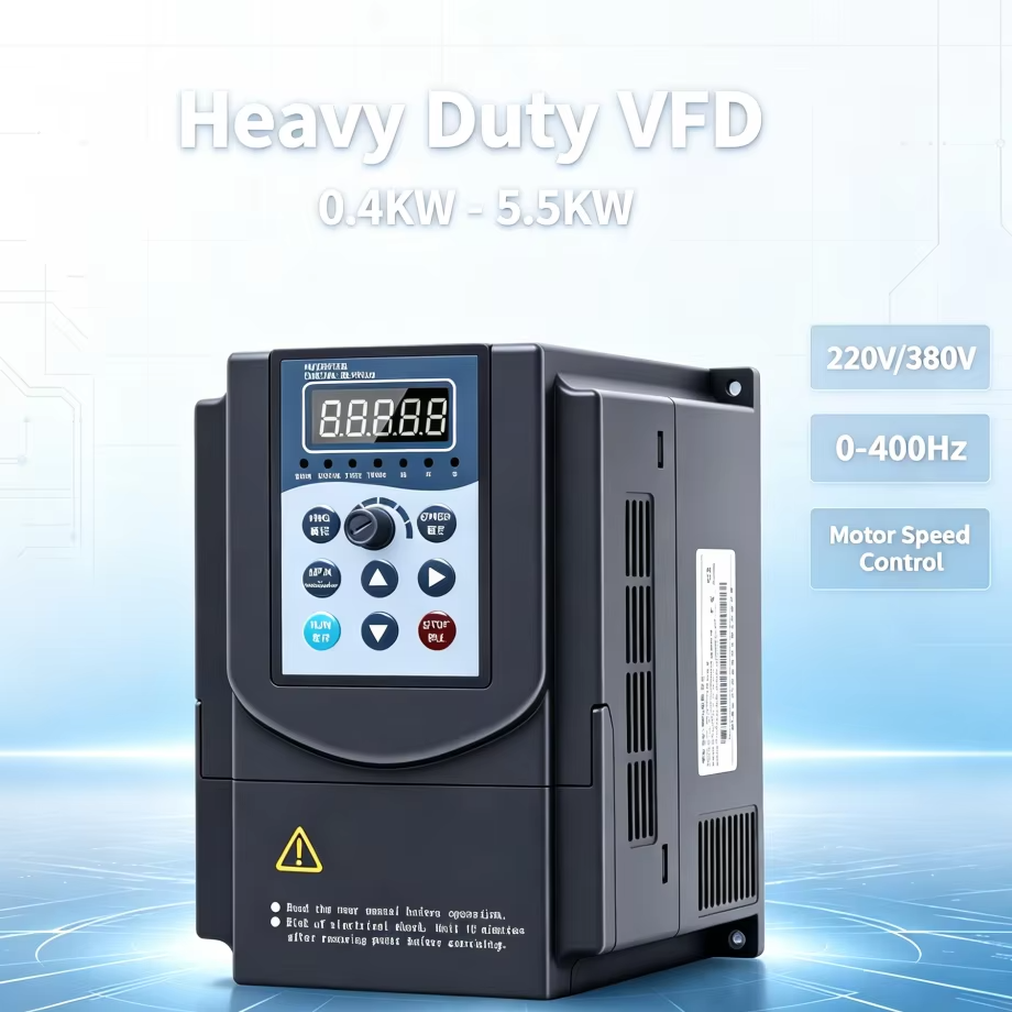 Variateur de vitesse VFD Heavy Duty VFD 0.4-5.5KW Single Three Phase Motor Speed Controller 0-400Hz Detachable Control Panel